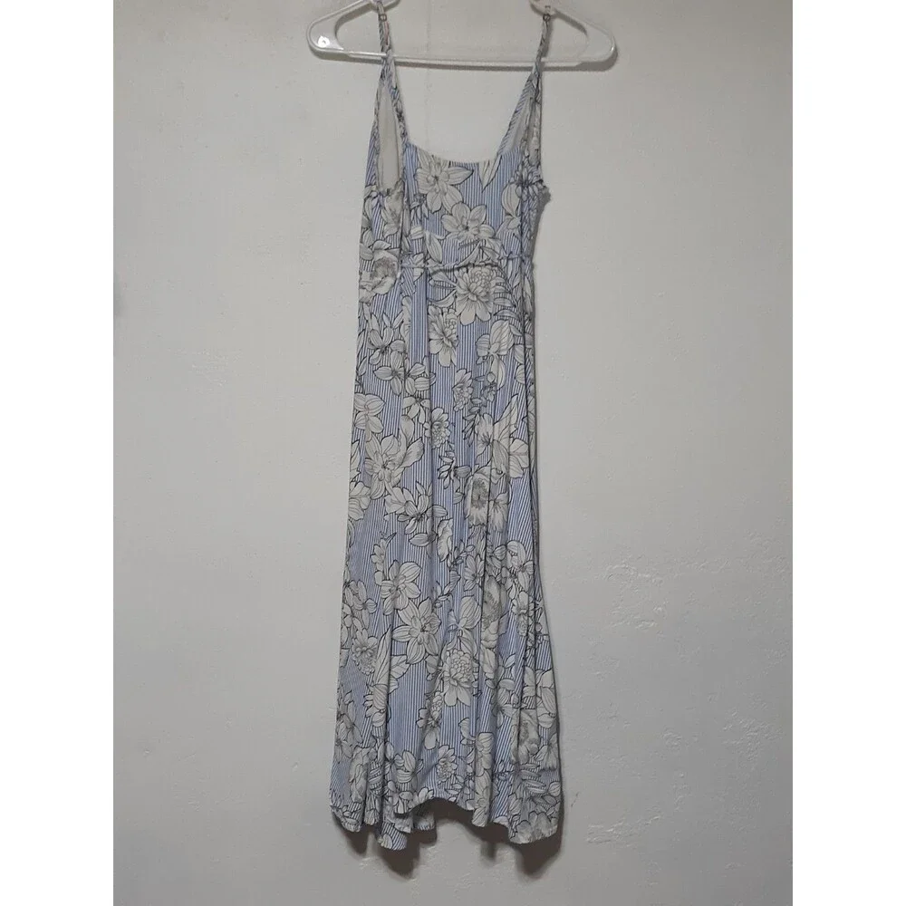 Hem & Thread Womens Dress M Medium Blue/White Peasant Boho Wrap Around Summer